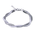 Rhodium Plated 925 Sterling Silver Italian Twisted Mesh Bracelet - ECB00069RH