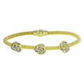Gold Plated 925 Sterling Silver Magnetic Bracelet with 3 Roses - ECB00076Y