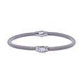 Rhodium Plated 925 Sterling Silver Round CZ Magnetic Lock Bracelet - ECB00082RH