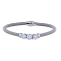 Rhodium Plated 925 Sterling Silver Italian 3 CZ Bracelet - ECB00083