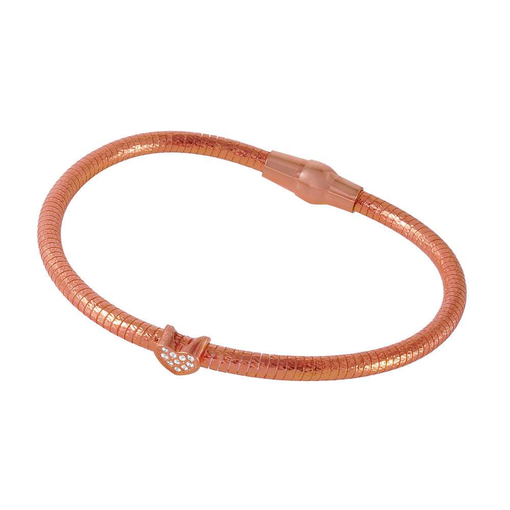 Silver 925 Rose Gold Plated Heart CZ Italian Bracelet - ECB00085R
