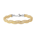 Silver 925 Gold Plated Mesh and Wrapped Embedded CZ Italian Bracelet - ECB00092Y