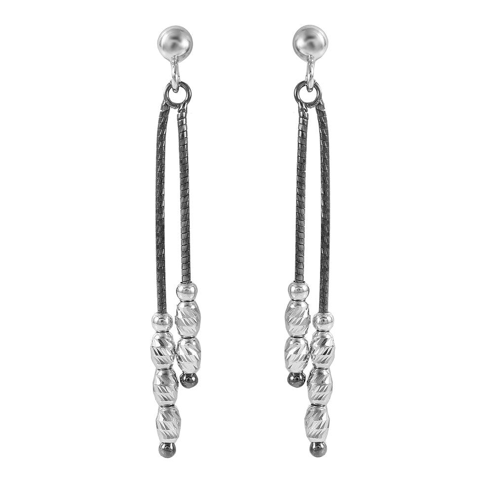 Silver 925 Black Rhodium Dangling Bead Earrings - ECE00001