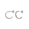 Rhodium Plated 925 Sterling Silver Diamond Cut Semi Hoop Earrings 20mm - ECE00031RH