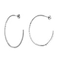 Rhodium Plated 925 Sterling Silver Diamond Cut Semi Hoop Earrings 50mm - ECE00033RH