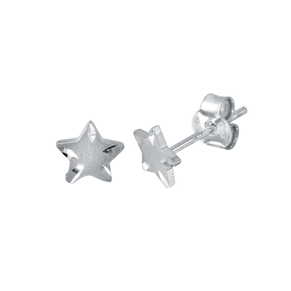 Rhodium Plated 925 Sterling Silver DC Star Earrings - ECE00038RH