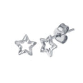Rhodium Plated 925 Sterling Silver Open DC Star Earrings - ECE00039RH