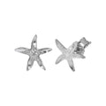 Rhodium Plated 925 Sterling Silver DC Starfish Earrings - ECE00044RH