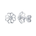 Rhodium Plated 925 Sterling Silver Open DC Flower Earrings - ECE00050RH