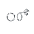 Rhodium Plated 925 Sterling Silver Open Circle DC Flat Earrings - ECE00051RH
