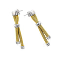 Silver 925 Rhodium and Gold Plated Double Long Dangling Stud Earrings - ECE003GP