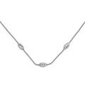Rhodium Plated 925 Sterling Silver Three Bead Necklace - ECN00004RH