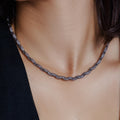 925 Sterling Silver Wrap Accent Mesh Inlay Swarovski Crystals Necklace - ECN00020