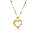 Silver 925 Gold Plated Black DC Beads Chain with Open Heart - ECN00023GP