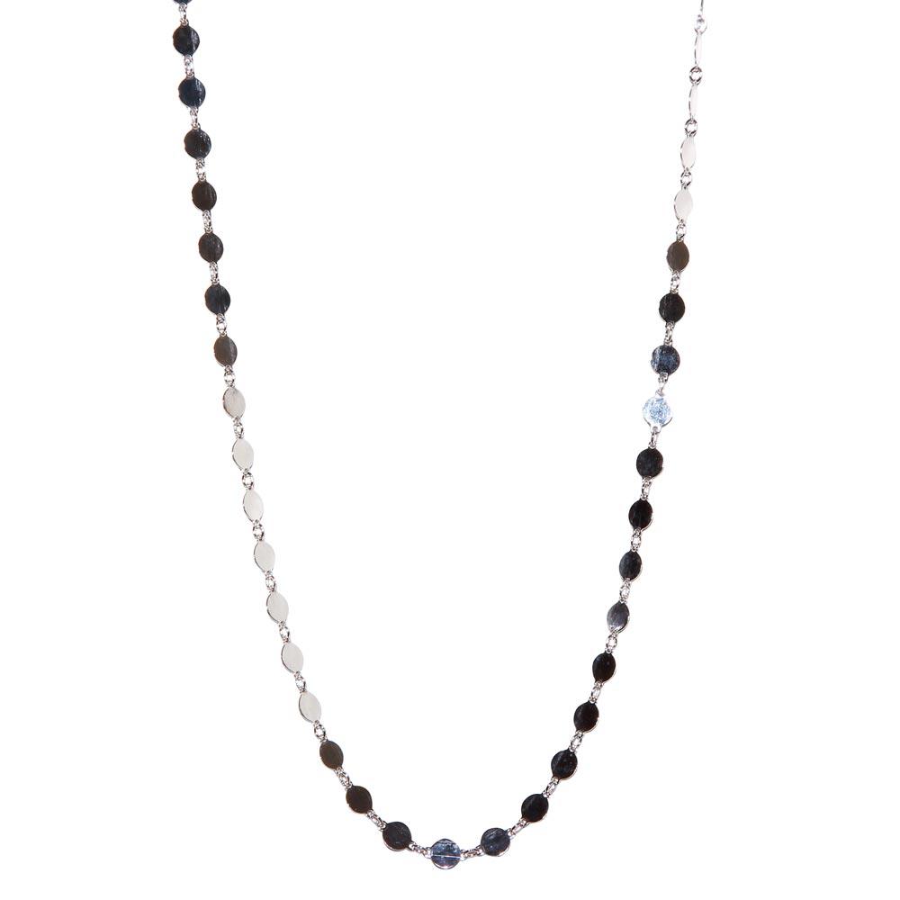 Rhodium Plated 925 Sterling Silver Flat Circle Necklace - ECN00024RH
