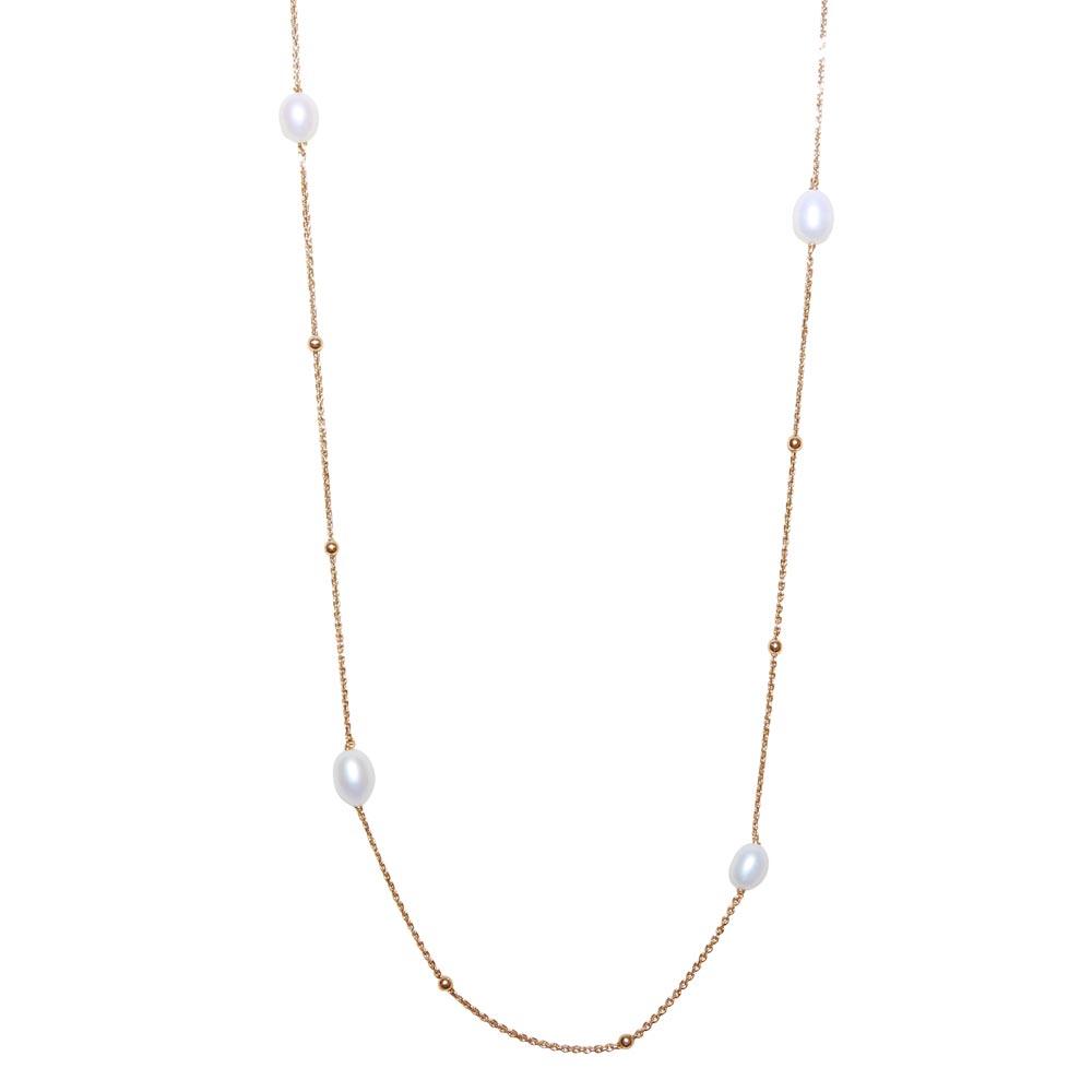 Gold Plated 925 Sterling Silver Necklace with Freshwater Pearls and Beads - ECN00028GP
