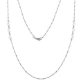 Rhodium Plated 925 Sterling Silver Alternating Bead Crescent Moon Necklace - ECN00035RH