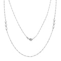 Rhodium Plated 925 Sterling Silver Alternating Stars Chain Necklace - ECN00036RH