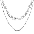 Rhodium Plated 925 Sterling Silver Double Chain Confetti Necklace - ECN00047RH