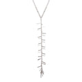 Rhodium Plated 925 Sterling Silver Spiky Drop Necklace - ECN00049RH