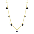 Gold Plated 925 Sterling Silver Dangling Black CZ Chain Necklace - ECN00050GP