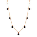 Rose Gold Plated 925 Sterling Silver Dangling Black CZ Chain Necklace - ECN00050RGP