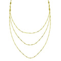 Gold Plated 925 Sterling Silver Multi Chain Bar Necklace - ECN00068GP