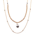 Rose Gold Plated 925 Sterling Silver Multi Chain Bead Necklace - ECN00069RGP