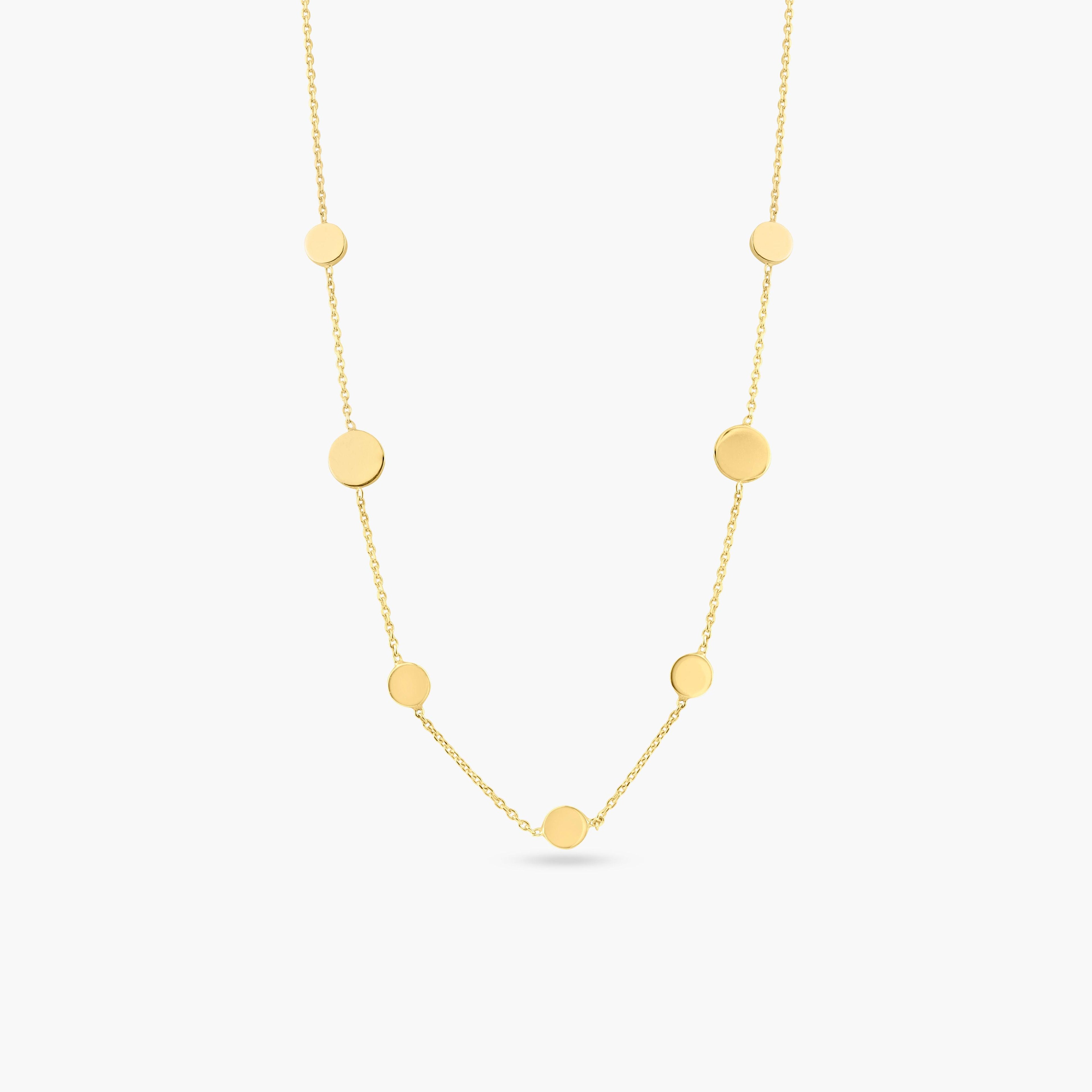 Gold Plated 925 Sterling Silver Disc Chain Necklace - ECN00067GP