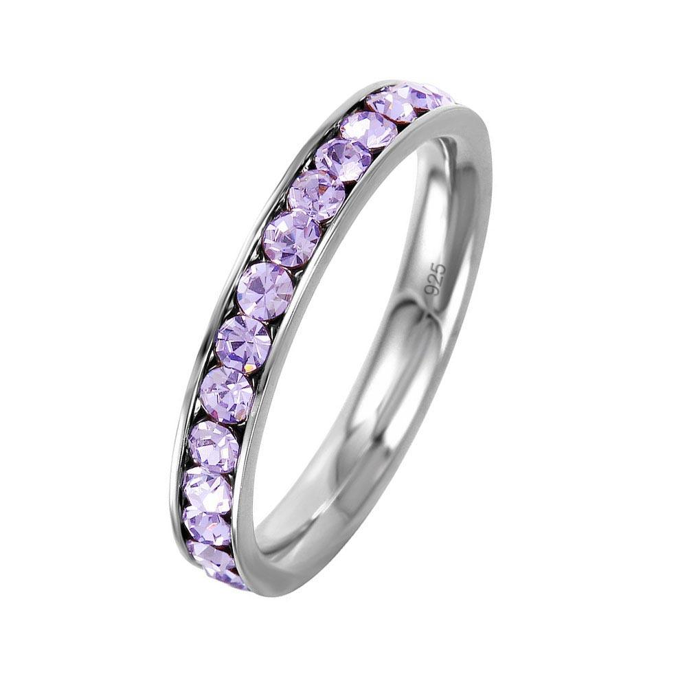 Silver 925 Rhodium Plated Birthstone June Channel Eternity Band - ETRY-JUN