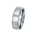 Rhodium Plated 925 Sterling Silver Men's Bordered Matte Finish Band 7mm - EWR00004