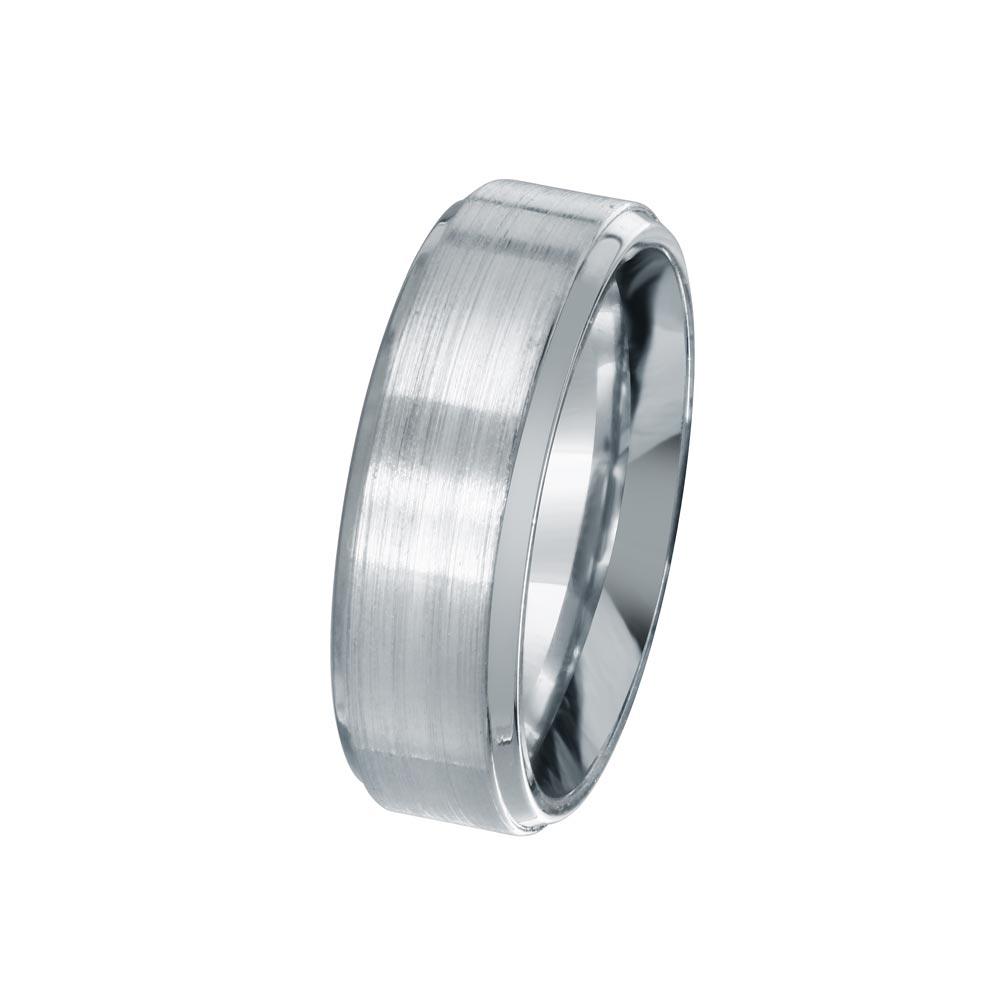 Rhodium Plated 925 Sterling Silver Men's Bordered Matte Finish Band 7mm - EWR00004