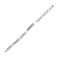 Silver 925 Engravable ID Super Flat Figaro 120 Bracelet 4.5mm - ID-FIG120