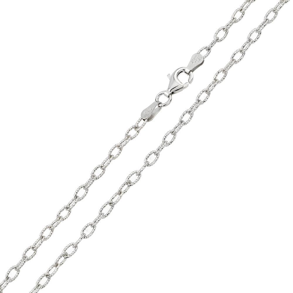 Rhodium Plated 925 Sterling Silver Wire Oval Loop 060 Chain 2.8mm - CH240 RH