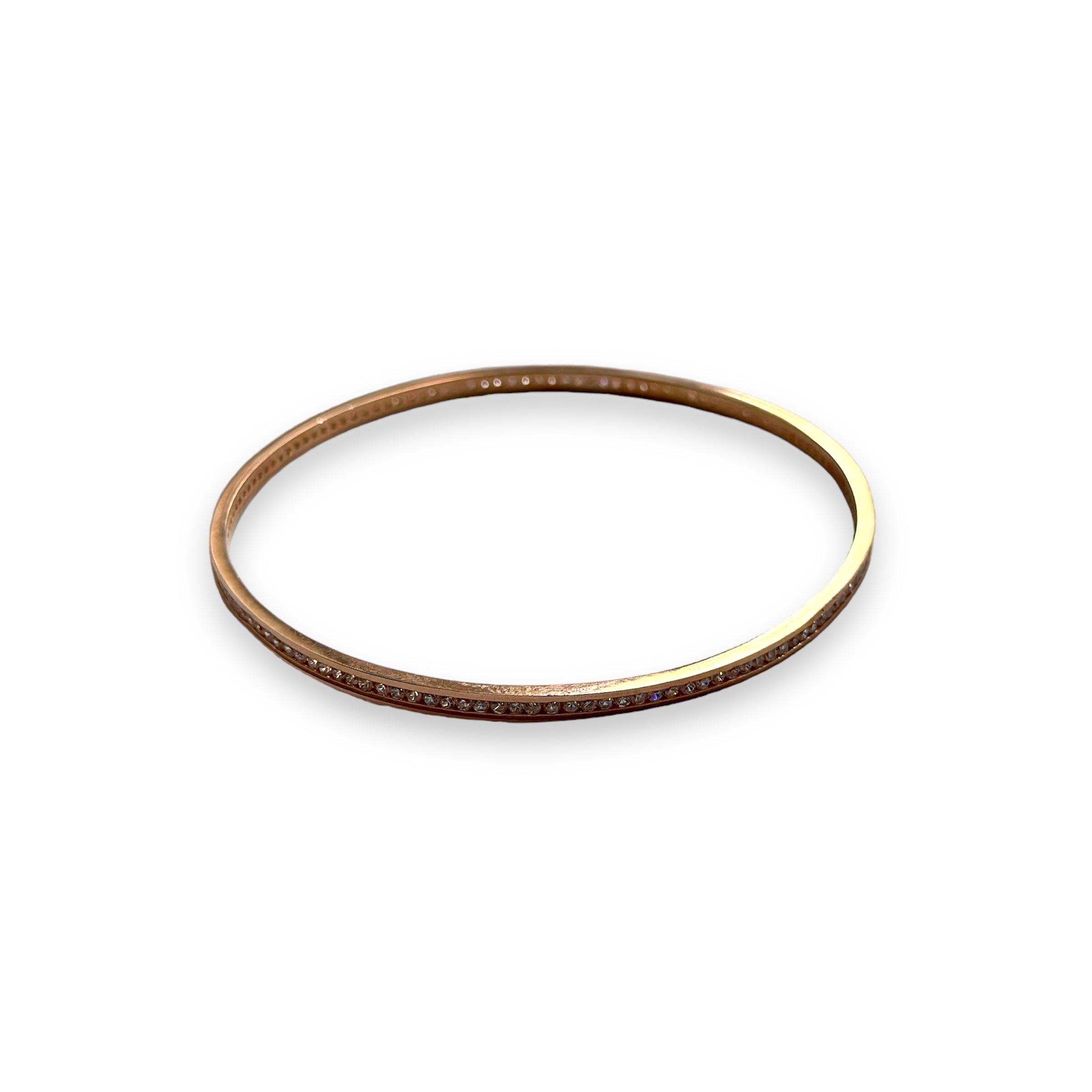 Rose Gold Plated 925 Sterling Silver Clear CZ 2.8mm Bangle Bracelet - SPB00020RGP