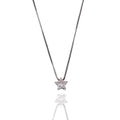 Rhodium Plated 925 Sterling Silver 6.9mm Star on Adjustable Box Chain Necklace - GCP00008RH