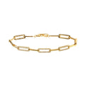 Gold Plated 925 Sterling Silver CZ Paperclip Bracelet - GMB00090GP