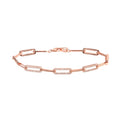Rose Gold Plated 925 Sterling Silver CZ Paperclip Bracelet 7.25 - GMB00090RGP