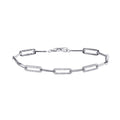 Rhodium Plated 925 Sterling Silver CZ Paperclip Bracelet 7.25 - GMB00090