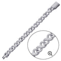 Rhodium Plated 925 Sterling Silver CZ Encrusted Miami Cuban Link Bracelet 13.8mm - GMB00092