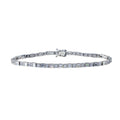 Rhodium Plated 925 Sterling Silver 3.3mm Round and Square CZ Tennis Bracelet - GMB00016RH