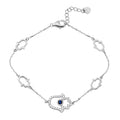 Rhodium Plated 925 Sterling Silver Multiple Hamsa CZ Bracelet - GMB00050RH