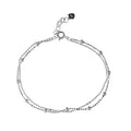 Rhodium Plated 925 Sterling Silver Double Strand DC Bead Chain Bracelet - GMB00055RH
