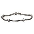 Rhodium Plated 925 Sterling Silver Heart Tennis Bracelet with Black and Clear CZ - GMB00057BLK