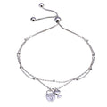 Rhodium Plated 925 Sterling Silver Layered Lock and Key Chain Lariat Bracelet - GMB00071