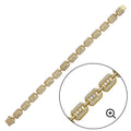 Gold Plated 925 Sterling Silver CZ Square Link Bracelet 8.8mm - GMB00081GP