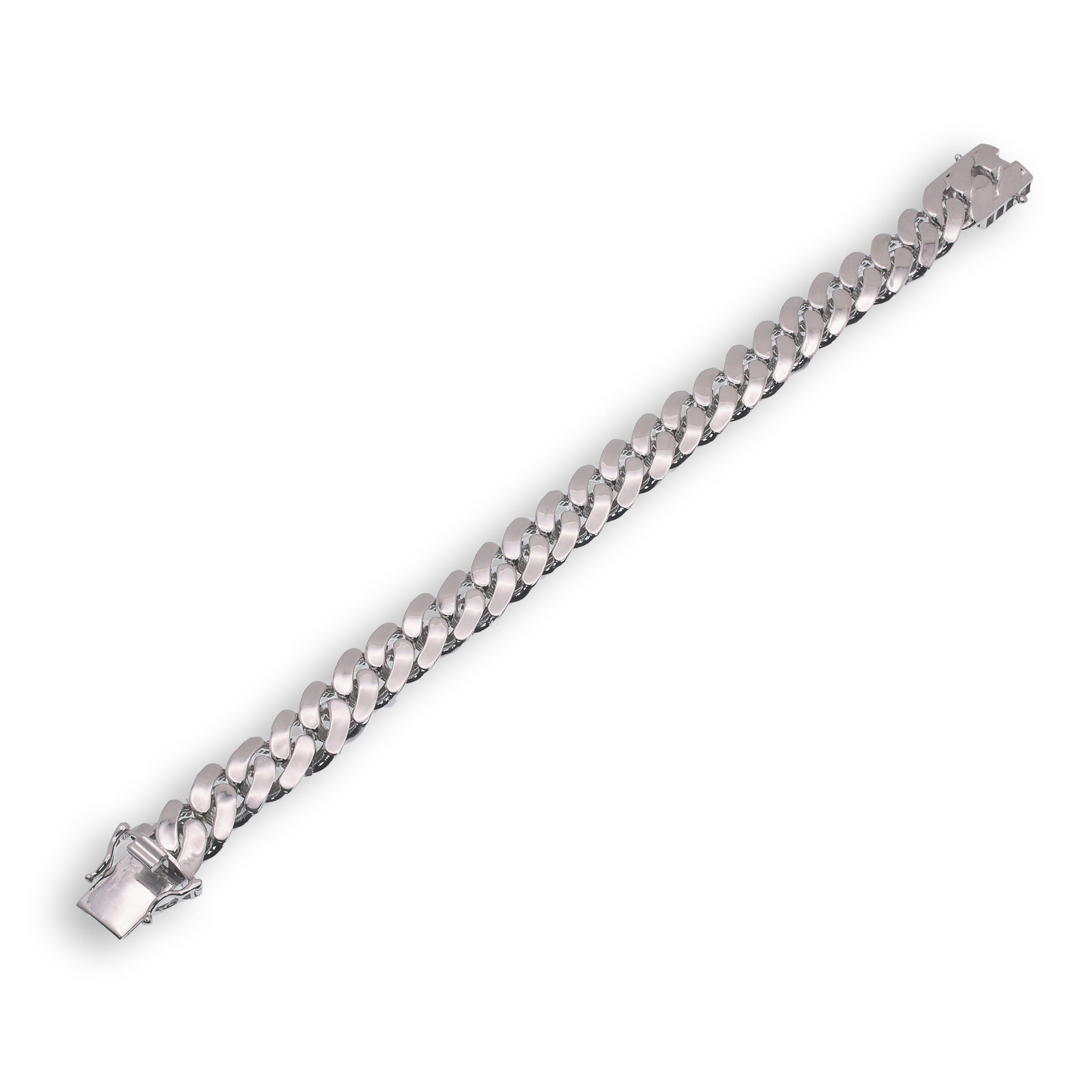 Rhodium Plated 925 Sterling Silver Miami Cuban Hollow Link Bracelet 10mm - GMB00083