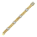 Gold Plated 925 Sterling Silver CZ Encrusted Cuban Mariner Link Bracelet 13mm - GMB00093GR