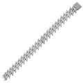 Rhodium Plated 925 Sterling Silver Hollow CZ Encrusted Spike Barbed Wire Bracelet 17.9mm - GMB00099