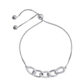 Rhodium Plated 925 Sterling Silver CZ Four Link Bracelet - GMB00101